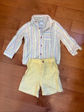 18m Little Me Pastel Multi-Stripe Button Shirt